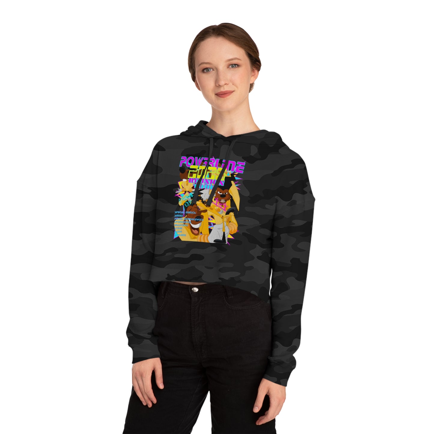 A GOOFY MOVIE 1990NOW!: POW3R LIN3 Women’s Cropped Hooded Sweatshirt