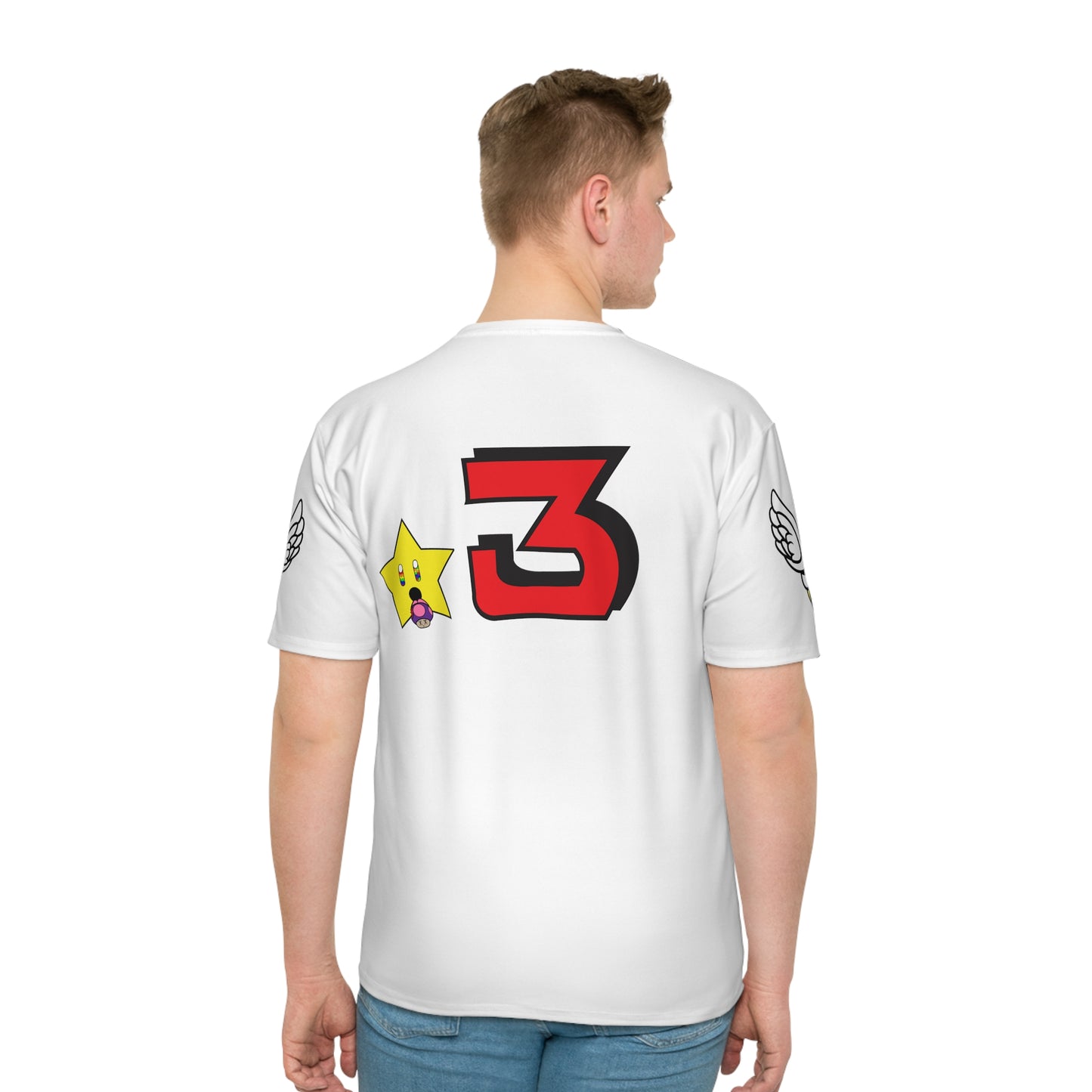 MARIO: Men's WHITE FIRE FLOWER Loose T-shirt