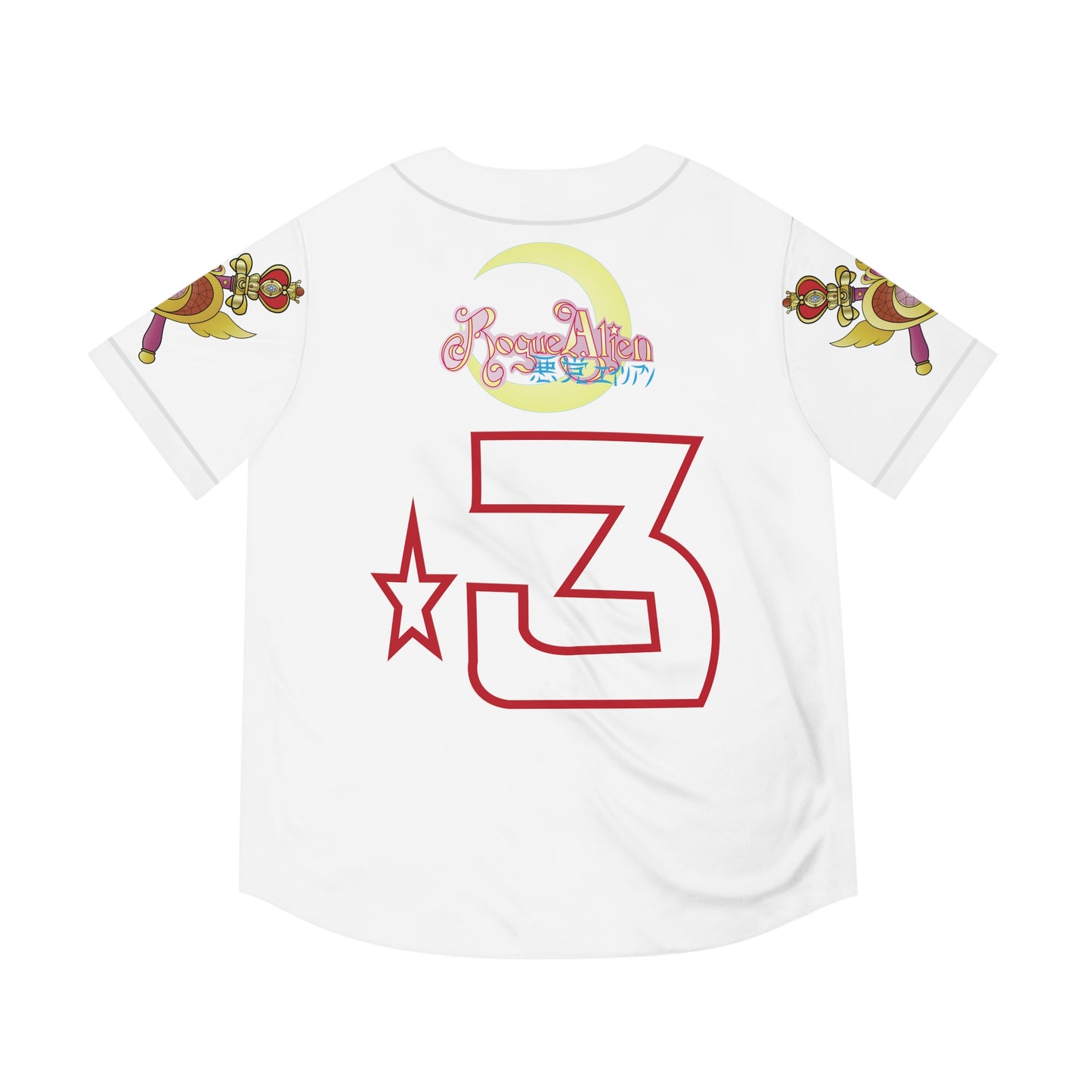 SAILOR MOON: White Unisex SailorMoon Pretty Soldier Baseball Jersey