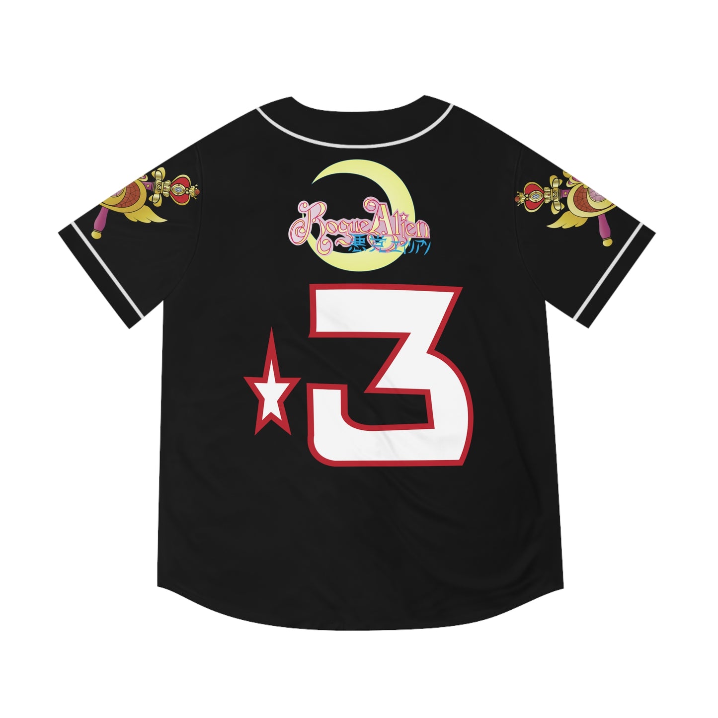 SAILOR MOON: Black Unisex SailorMoon Pretty Soldier Baseball Jersey