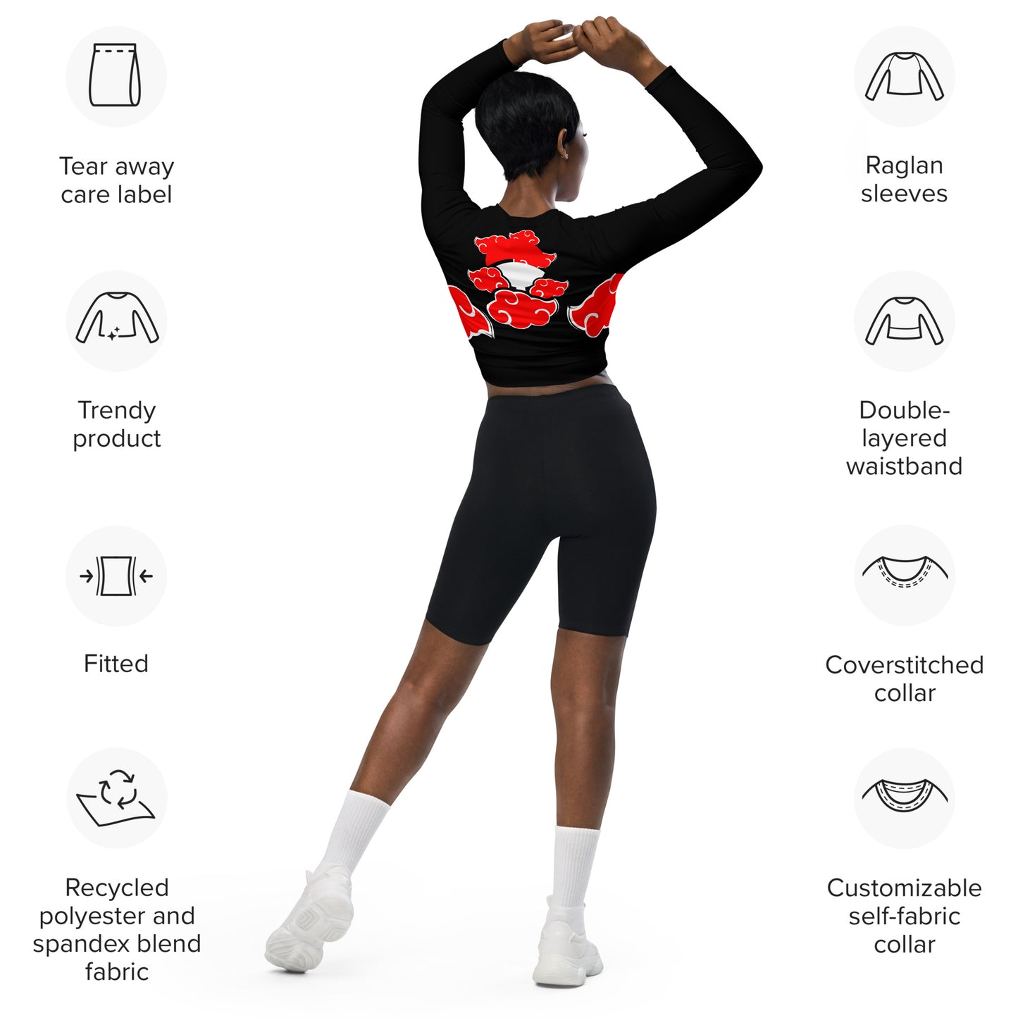 NARUTO: AKATSUKI long-sleeve crop top