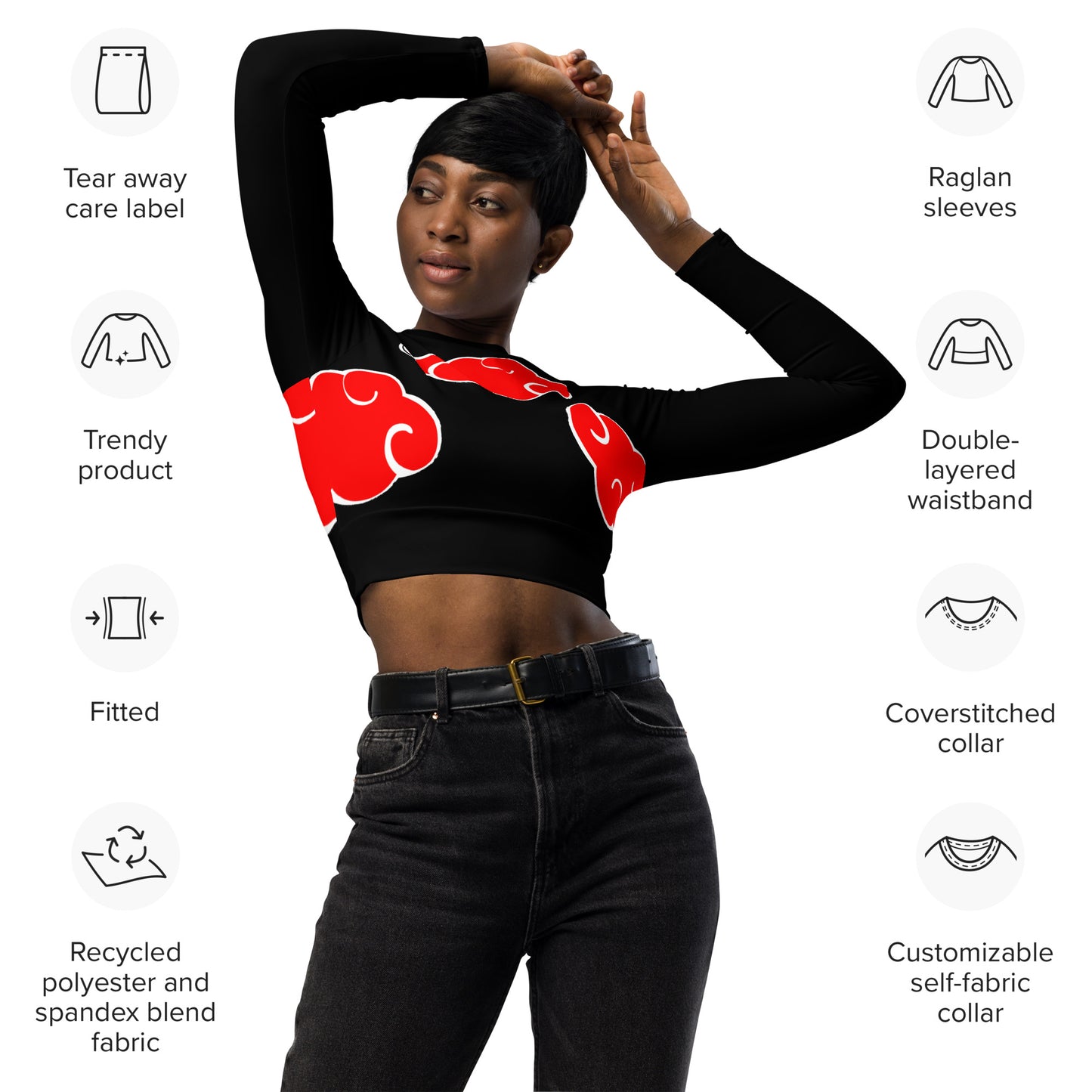 NARUTO: AKATSUKI long-sleeve crop top