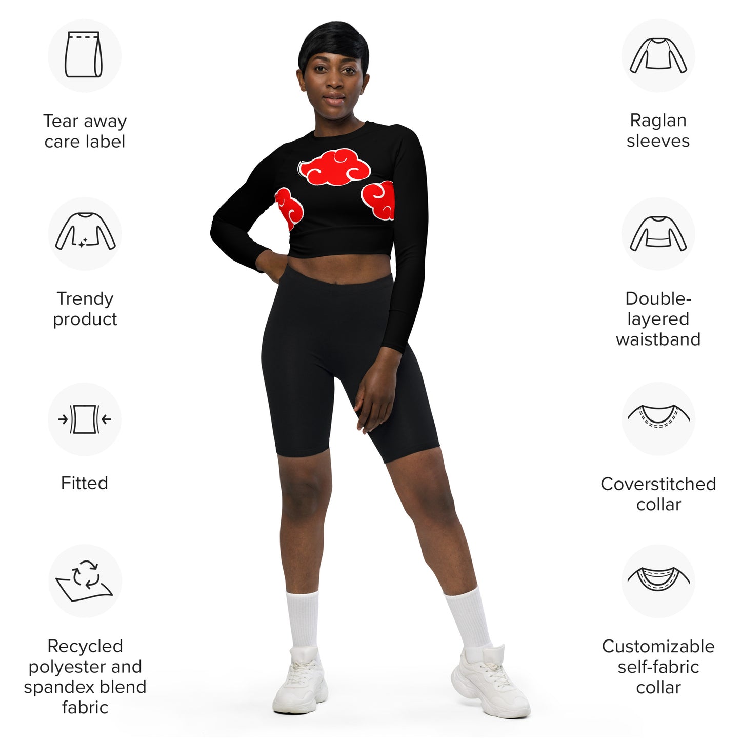 NARUTO: AKATSUKI long-sleeve crop top